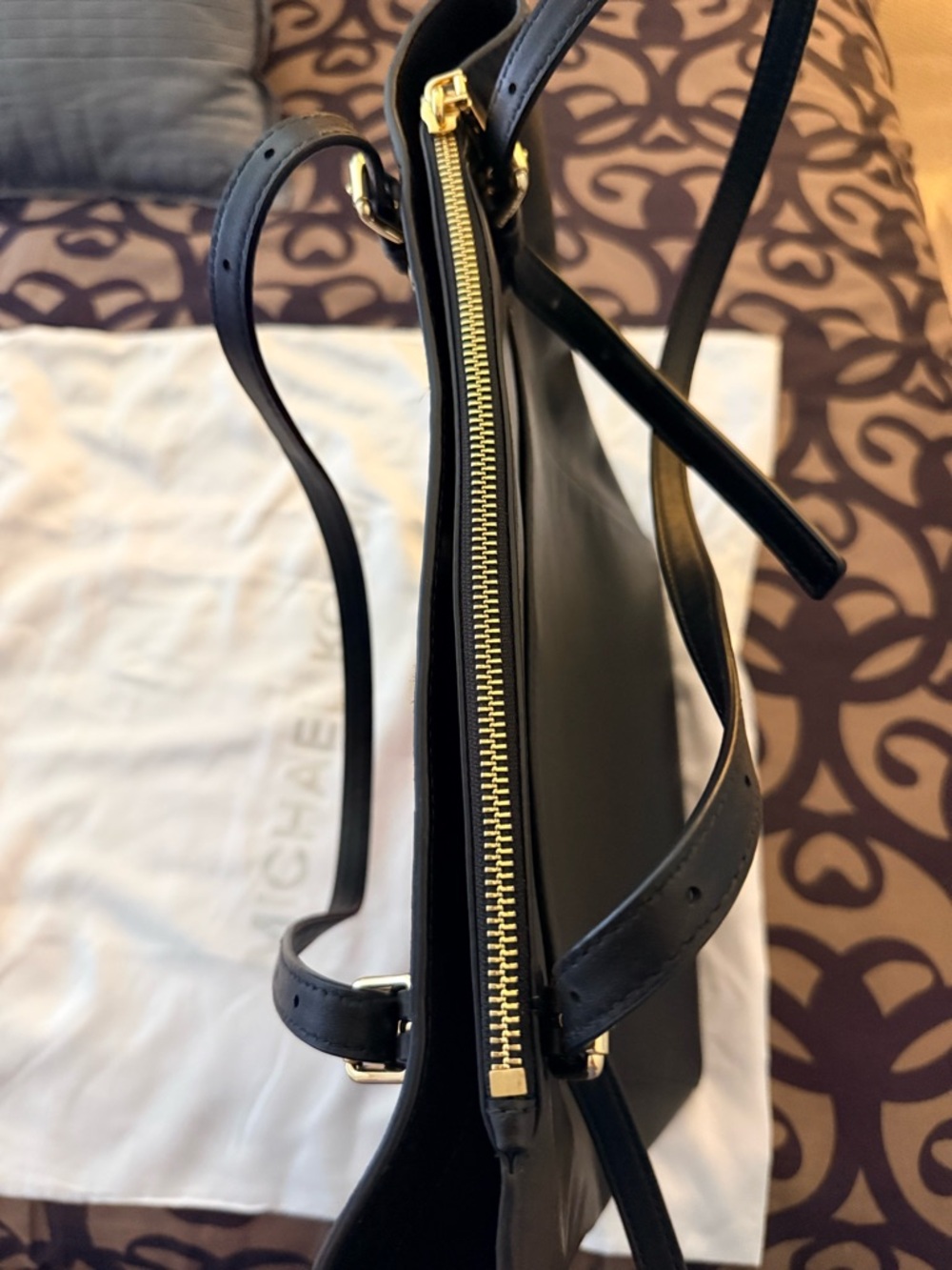 Michael Kors Black, Red & Animal Print Leather Tote - Picture 3 of 5